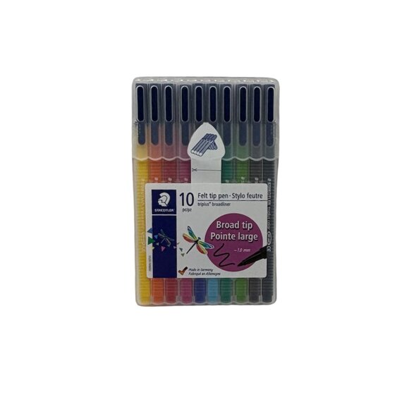 Staedtler Triplus Broadliner 10-Pack + Artist’s Loft Pouch • Felt Tip Color Pens - Picture 2 of 3